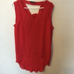 Renuar Elegant Red Sleeveless Dressy Chic Top Blouse Size Large